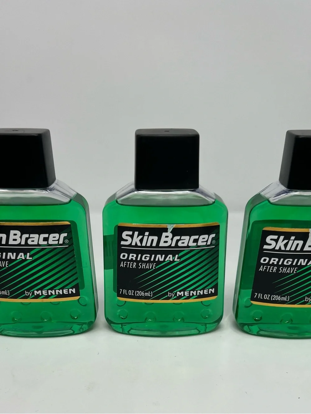 Skin Bracer By Mennen Original Aftershave Lot Of 3 Each One Is 7 Oz. New Unused